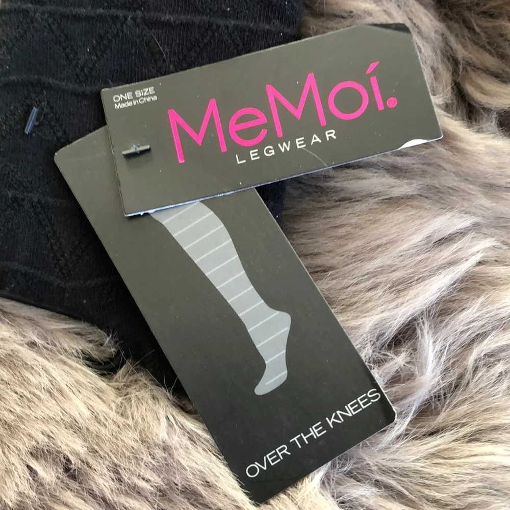 Diamond Knit Over The Knee Socks with Crochet Top